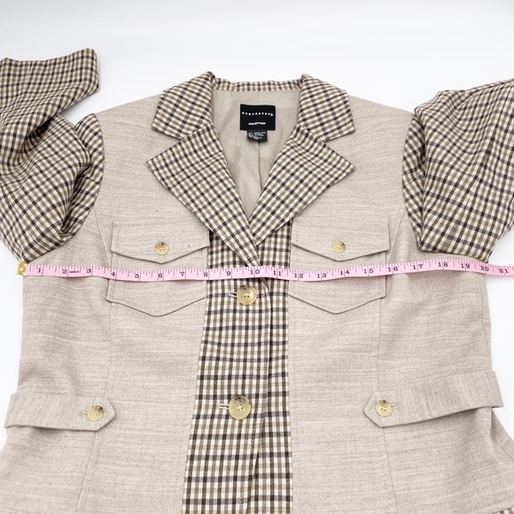 Doncaster Collection Women's Virgin Wool Tan Plaid Equestrian Style Jacket Sz 12 - Picture 10 of 13